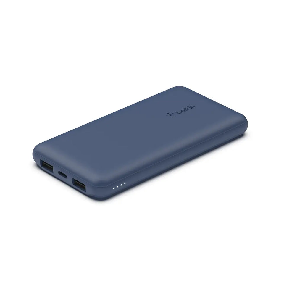 Belkin Boost Up Charge 10 000mAh 3-Port Power Bank + USB-A to USB-C Cable - Blue