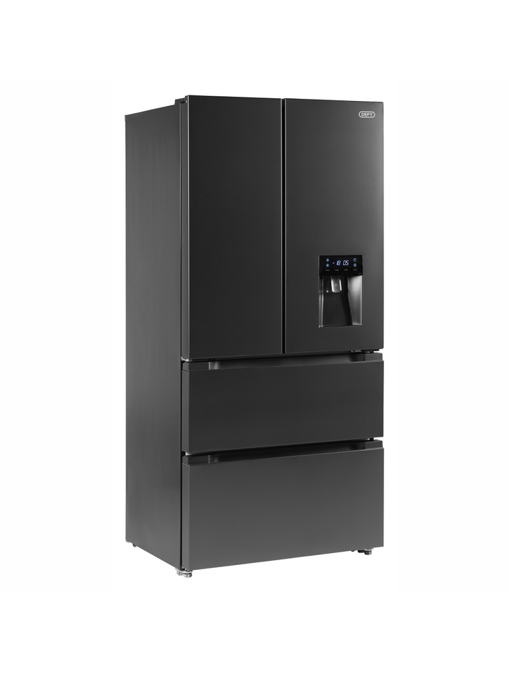 Defy 492l Black French 4 Door Side By Side Fridge